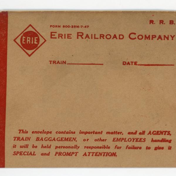 Erie Railroad telegram envelope, July 1947