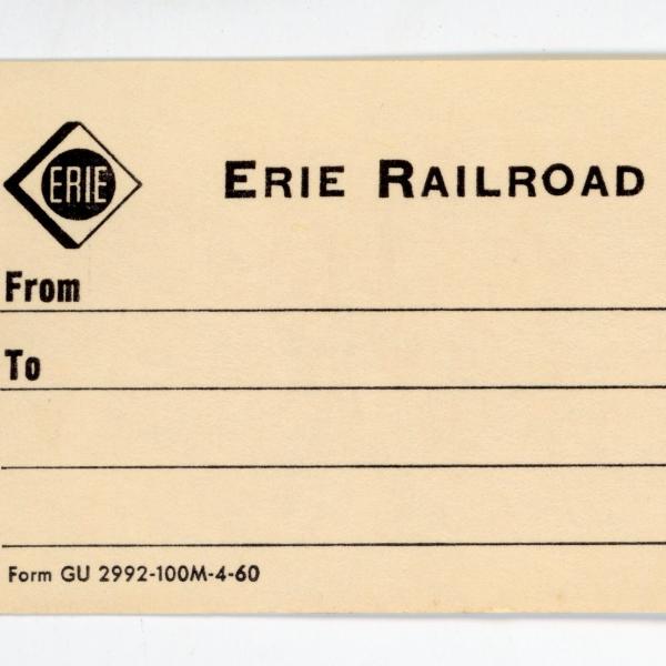 Erie Railroad address tag, April 1960
