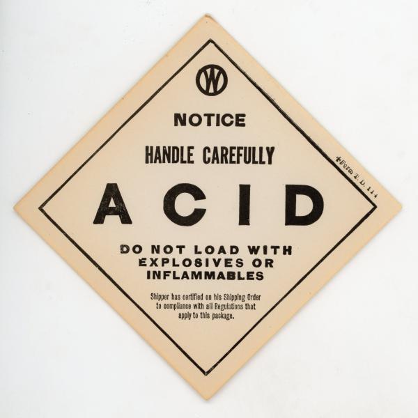 New York, Ontario & Western Railway acid placard