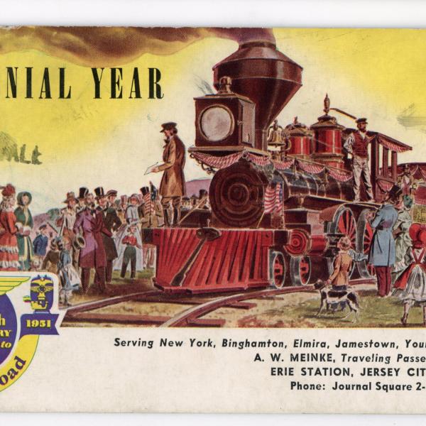 Erie's Centennial Year advertising card