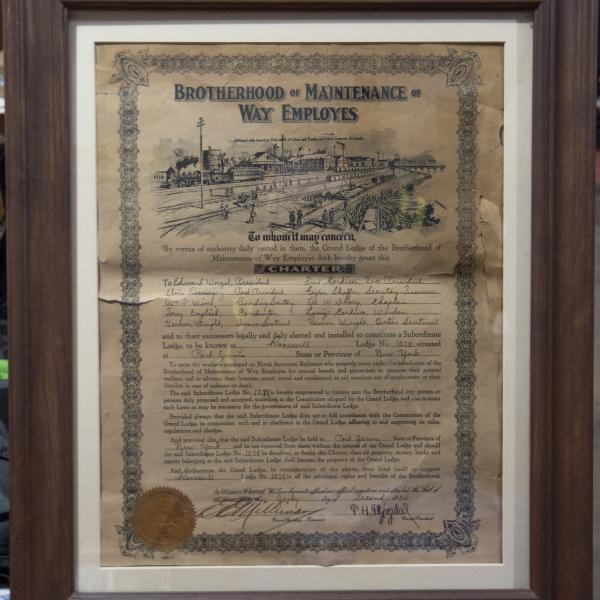 Brotherhood of Maintenance of Way Employees charter, Port Jervis, NY