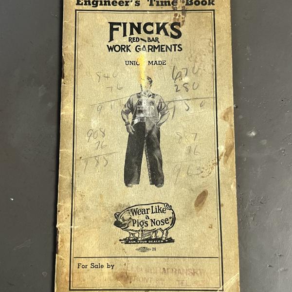 Engineer's Time Book - Fincks Red Bar Work Garments