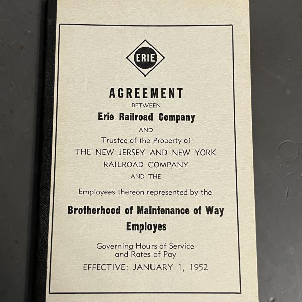 Agreement between the Erie Railroad Company and the New Jersey & New York Railroad Company and employees thereon represented by the Brotherhood of Maintenance of Way Employes, January 1, 1952