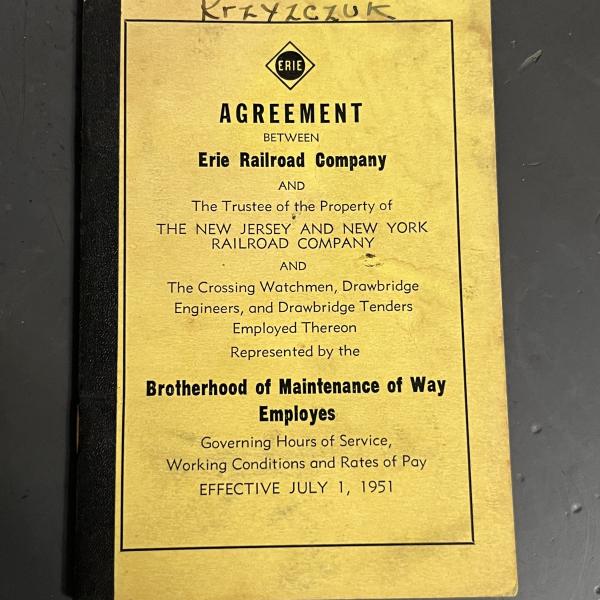 Agreement between the Erie Railroad Company and the New Jersey & New York Railroad Company and employees thereon represented by the Brotherhood of Maintenance of Way Employes, July 1, 1952