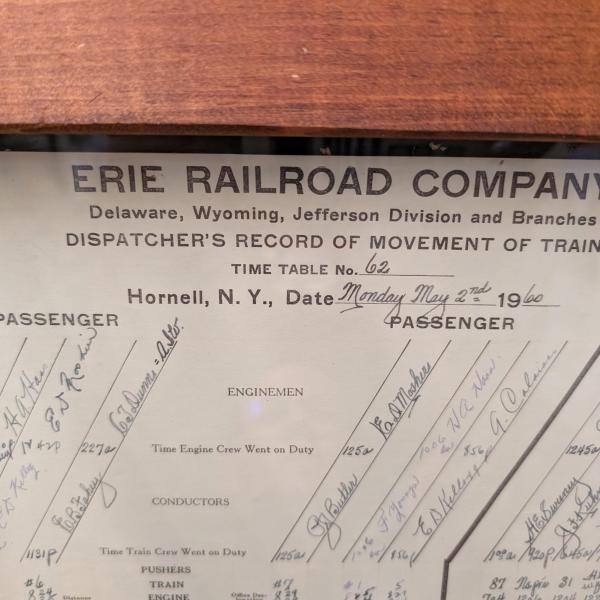 Erie Railroad Delaware, Wyoming, Jefferson Division and Branches Dispatcher's Record of Movement of Trains, May 2, 1960