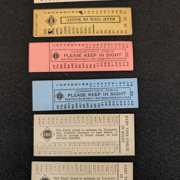 Six Erie Railroad seat checks