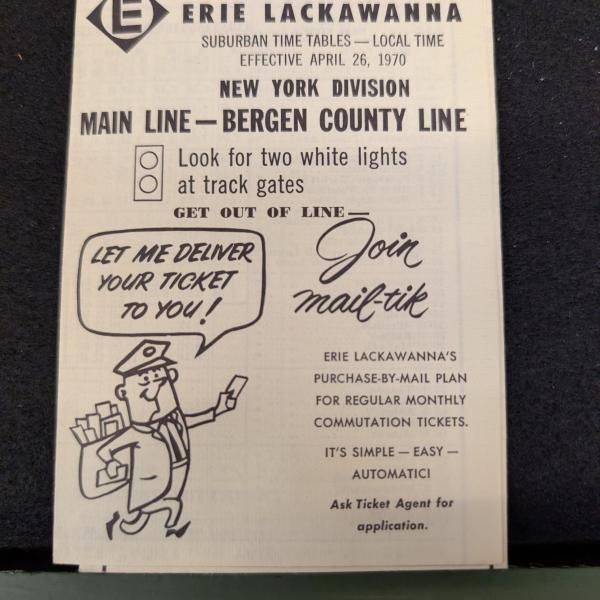 Erie Lackawanna Main Line, Newark Branch, and Bergen County Line timetable, April 26, 1970