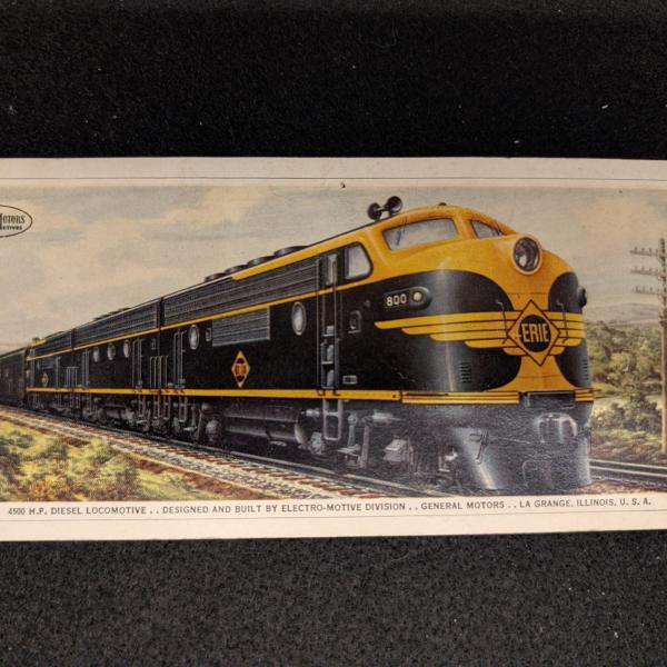 Erie Railroad Electro-Motive Division (EMD) F3 promotional card, from EMD
