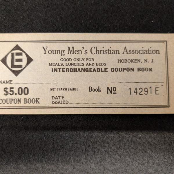 Erie Lackawanna Young Men's Christian Association (YMCA) $5.00 coupon book, Hoboken, NJ