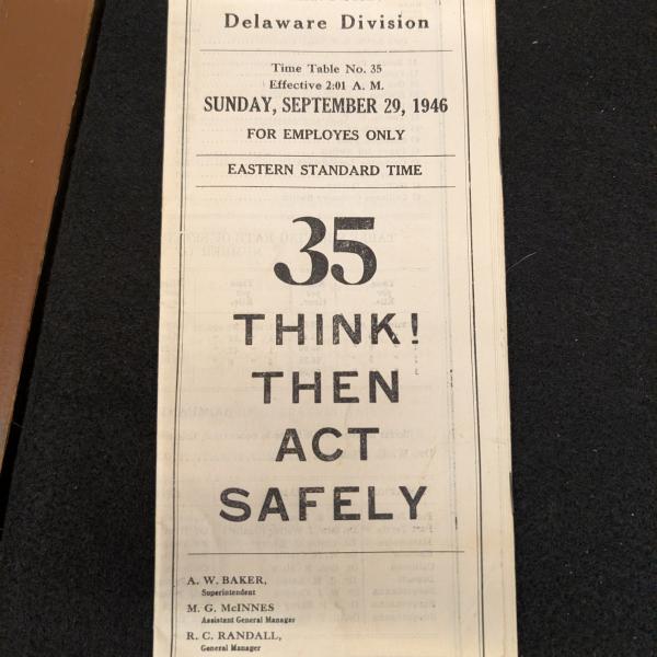 Erie Railroad Deleware Division employee timetable No. 35, September 29, 1946