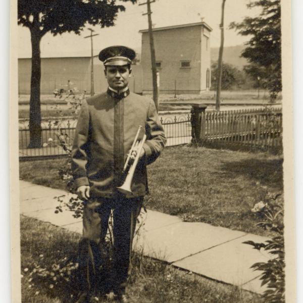Photograph of James J. Case, machinist in Erie Port Jervis roundhouse for 53 years, member of the Erie Band