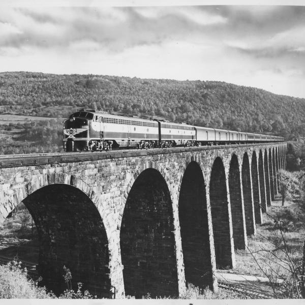 Erie Railroad passenger train on Starucca Viaduct, Lanesboro, PA (original Erie photo)