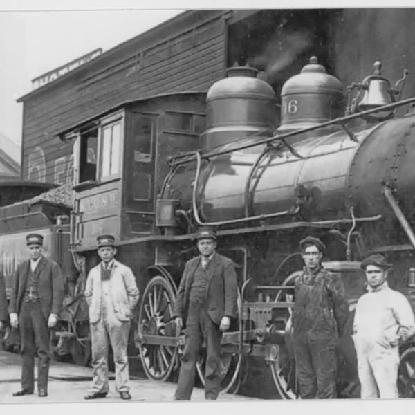 New York, Ontario & Western Railway train in Port Jervis station, locomotive No. 106
