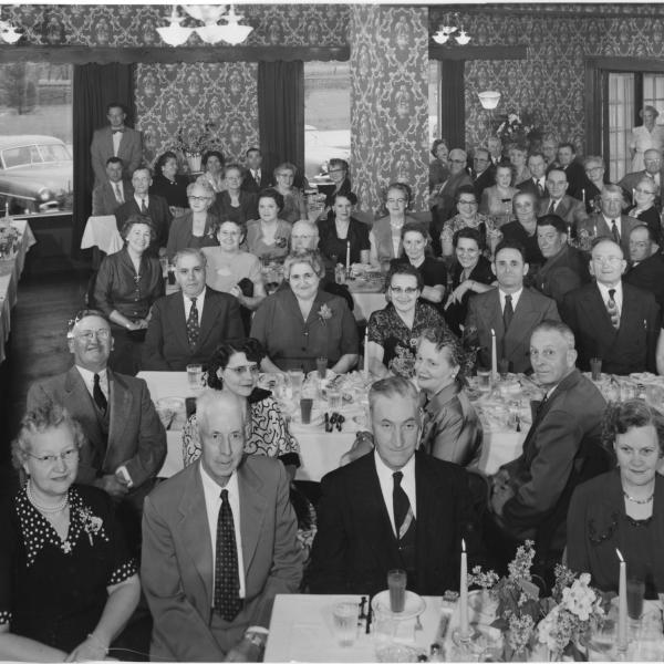 Photograph of Erie Railroad Veterans Association, Port Jervis Chapter, at Park Lane Hotel, May 8, 1954