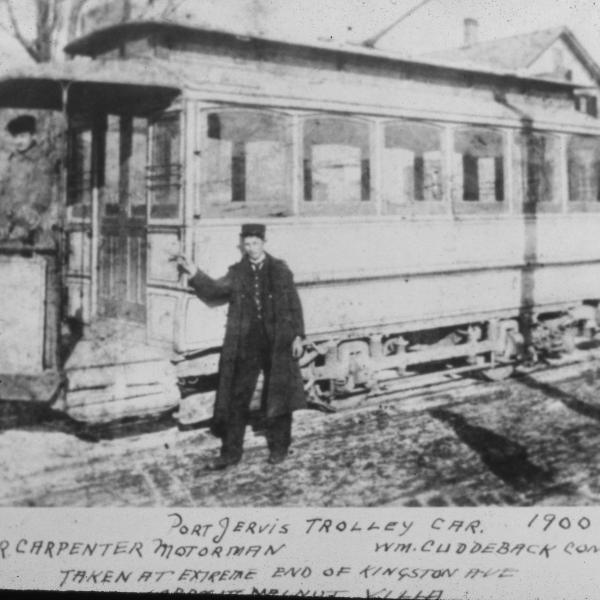 Photograph of Port Jervis trolley car, 1900