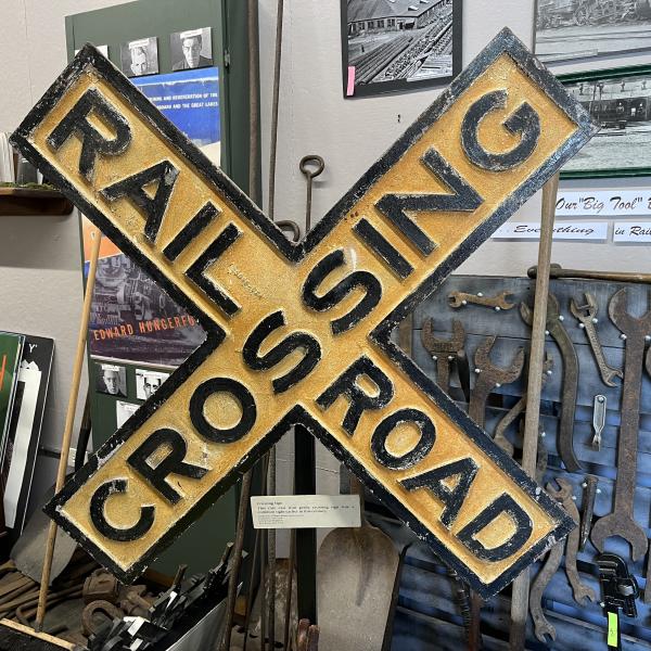 Cast iron grade crossing sign