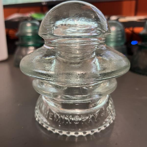 Telegraph insulator, clear, Hemingray 53