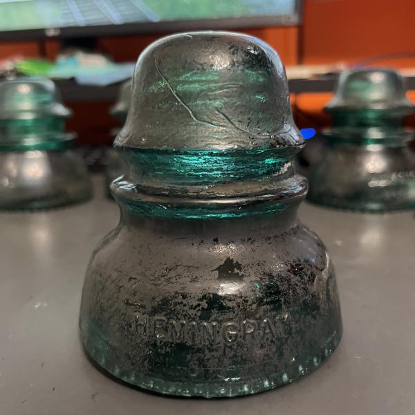 Telegraph insulator, green, Hemingray 40