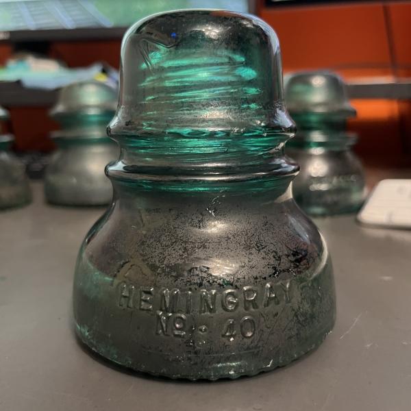 Telegraph insulator, green, Hemingray 40