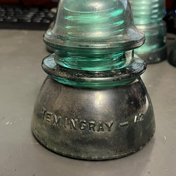 Telegraph insulator, green, Hemingray 42