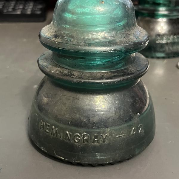 Telegraph insulator, green, Hemingray 42