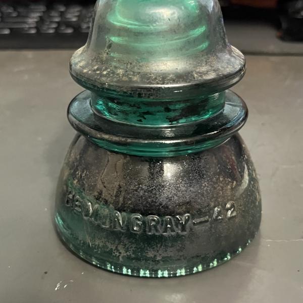 Telegraph insulator, green, Hemingray 42