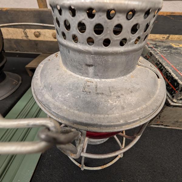 Erie Lackawanna lantern, unknown make, red globe