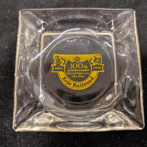 Erie Railroad 100th anniversary glass ashtray