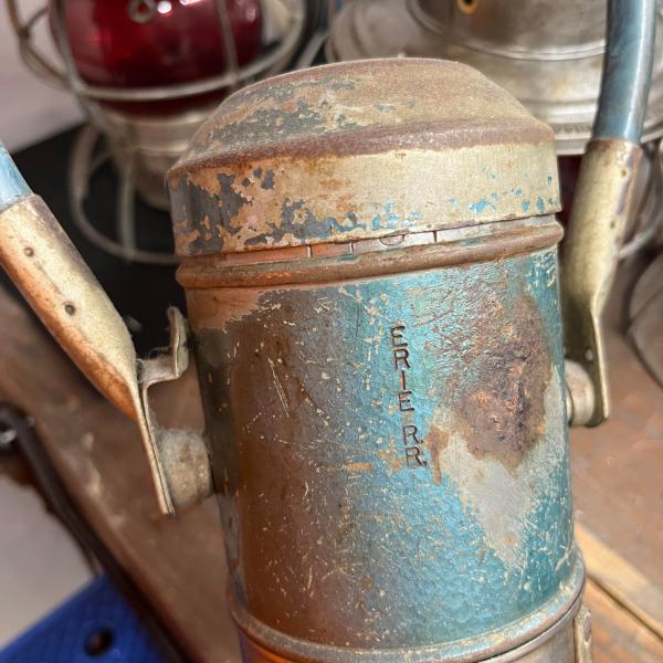 Star battery lantern, marked Erie R.R., once used by Louis H. LaBarr