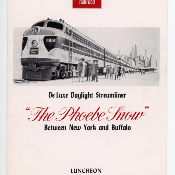 Lackawanna Railroad Phoebe Snow dining car luncheon menu, March 26, 1957