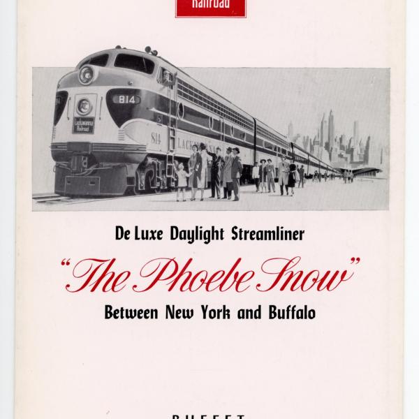 Lackawanna Railroad Phoebe Snow dining car buffet menu, September 29, 1955