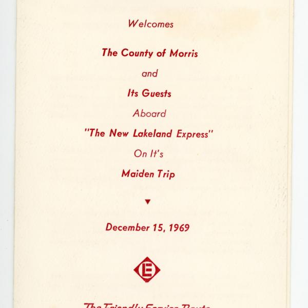 Erie Lackawanna dining car dinner menu, December 15, 1969