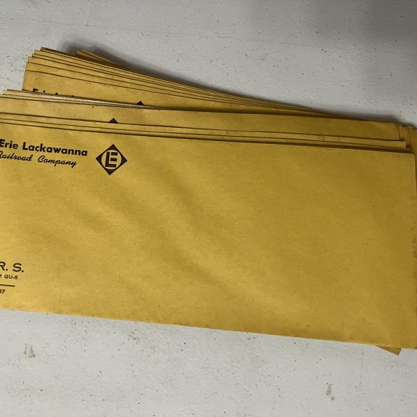 Stack of Erie Lackawanna envelopes, unused, August 1967
