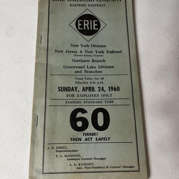 Erie Railroad New York Division employee timetable 60, effective Sunday, April 24, 1960