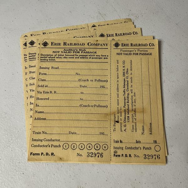 Stack of Erie Railroad auditor's stubs