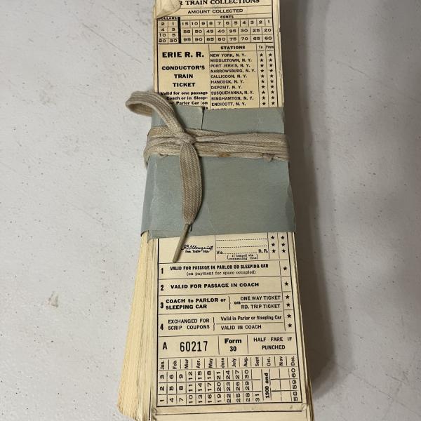Bundle of Erie Railroad ticket coupons