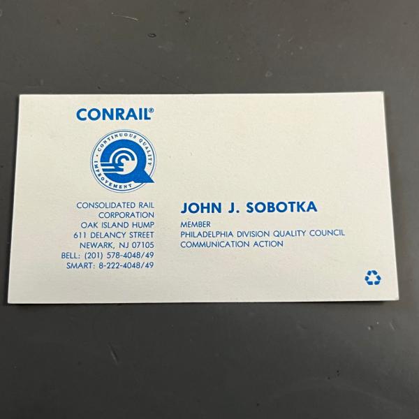 Conrail business card for John Sobotka