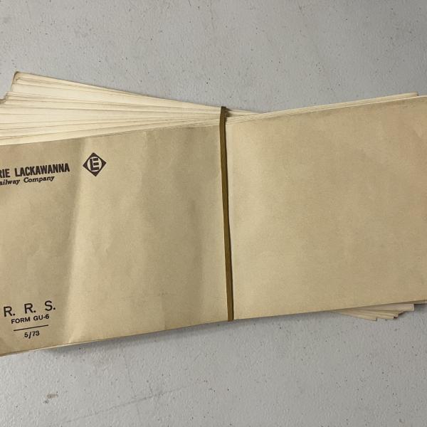Stack of Erie Lackawanna envelopes, unused, May 1973
