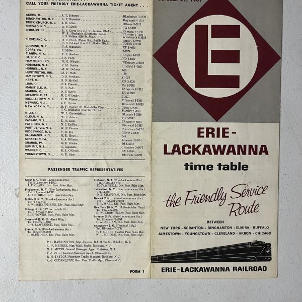 Erie Lackawanna system timetable, October 29, 1961