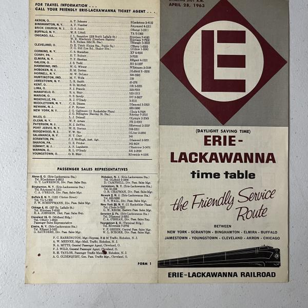 Erie Lackawanna system timetable, April 28, 1963