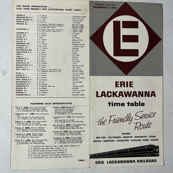 Erie Lackawanna system timetable, December 4, 1963