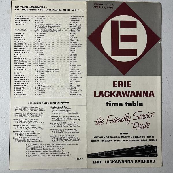 Erie Lackawanna system timetable, April 26, 1964