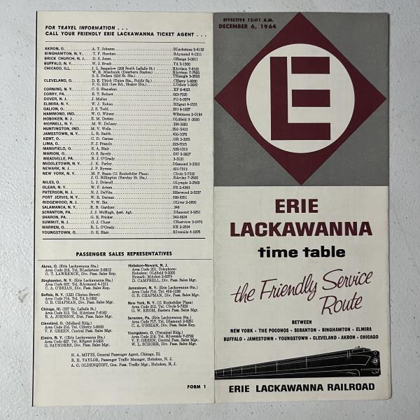 Erie Lackawanna system timetable, December 6, 1964
