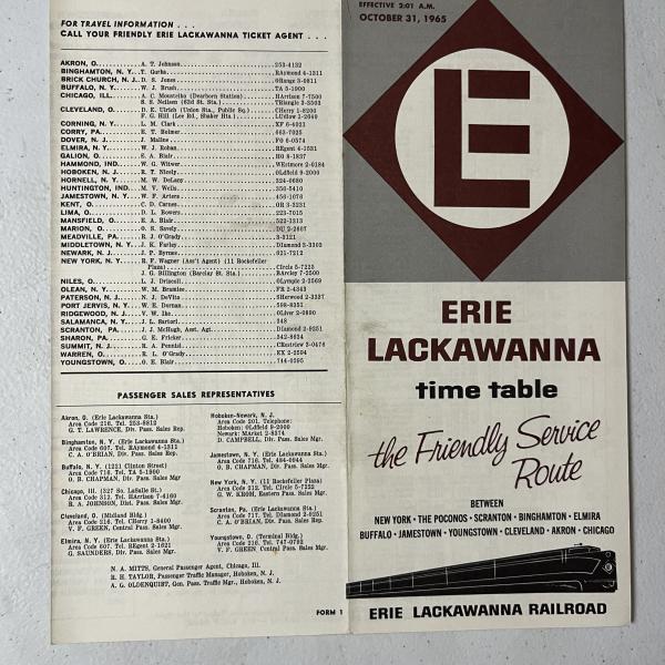 Erie Lackawanna system timetable, October 31, 1965
