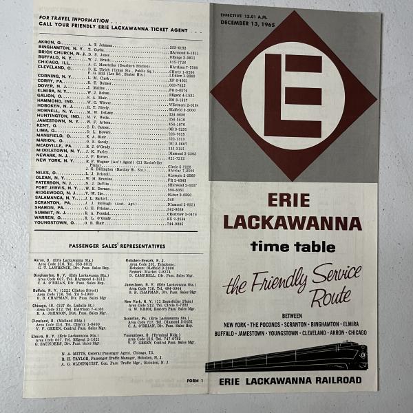 Erie Lackawanna system timetable, December 13, 1965