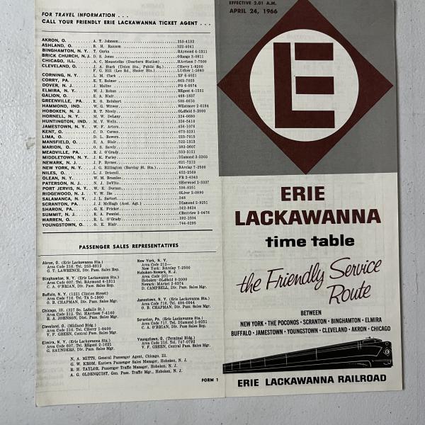 Erie Lackawanna system timetable, April 24, 1966