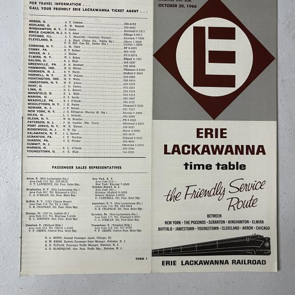 Erie Lackawanna system timetable, October 30, 1966