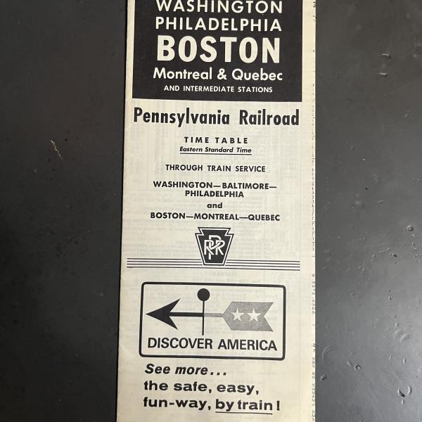 Pennsylvania Railroad Washington-Baltimore and Philadelphia-Boston-Montreal-Quebec timetable, October 31, 1965