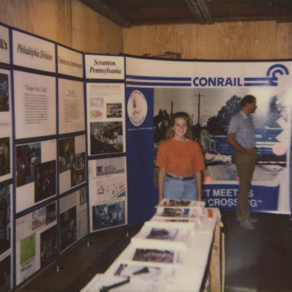 Photograph of interior of Conrail Safety on Rails Theater boxcar 368191, mid-1990s