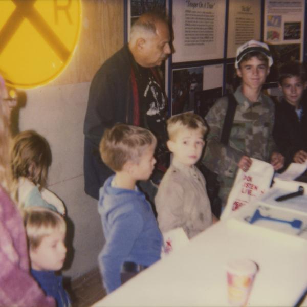 Photograph of interior of Conrail Safety on Rails Theater boxcar 368191, mid-1990s
